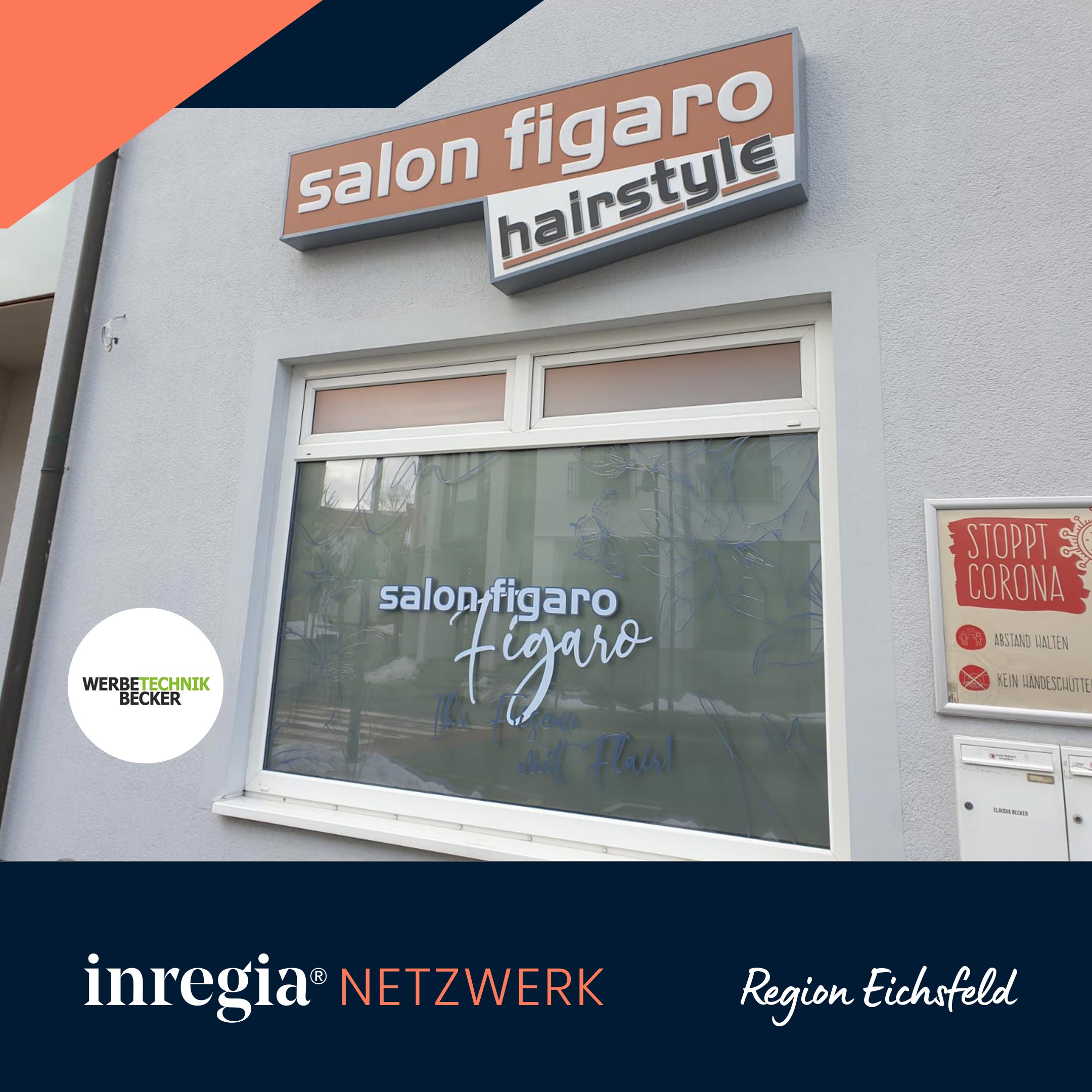Werbetechnik Becker – Außenwerbeanlage für Friseursalon Figaro in Leinefelde