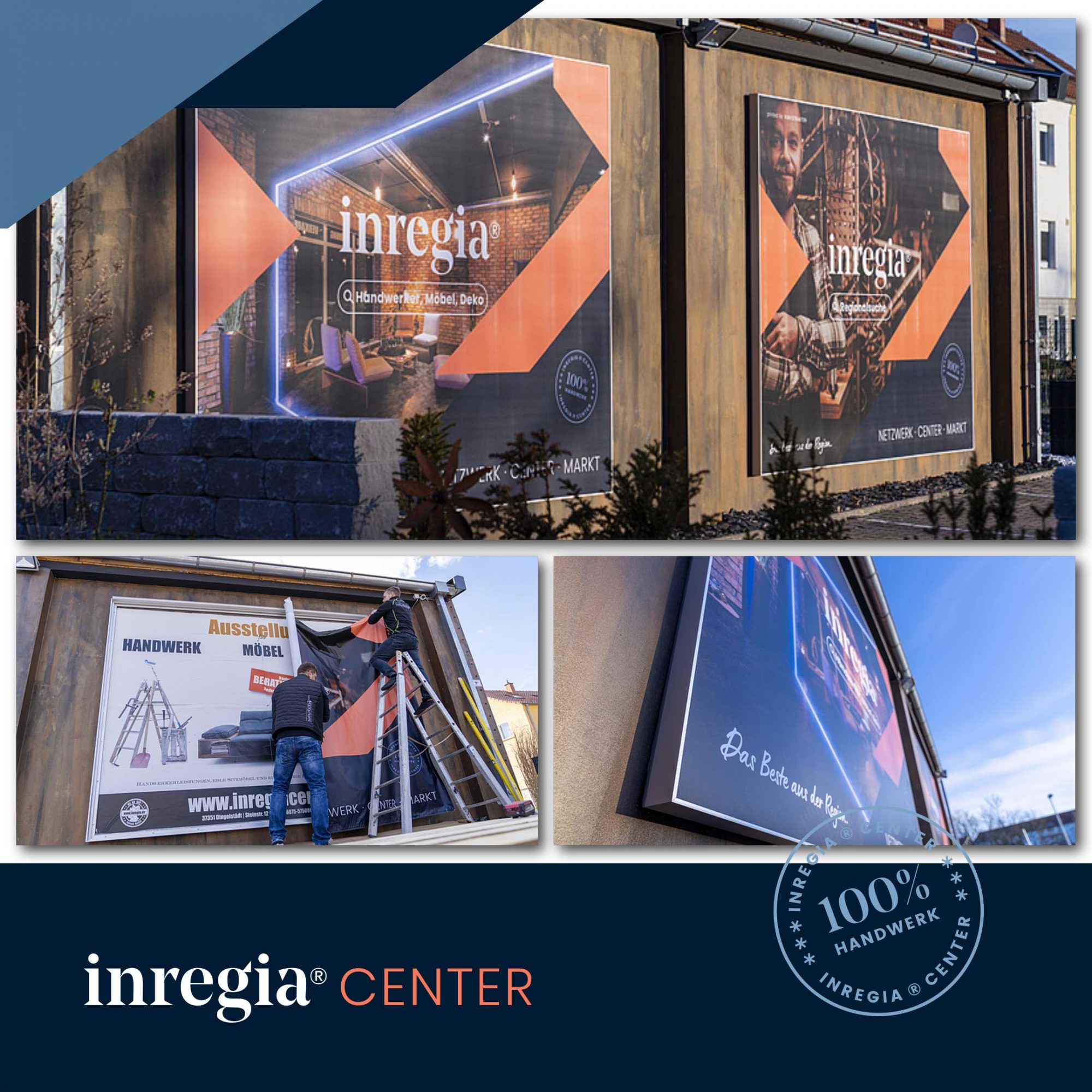 inregia® Center News – Neue professionelle Werbewände an der Aussenfassade